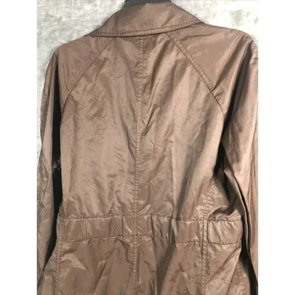 Daisy Fuentes 2 Button Woman’s Belted Wind Breaker Jacket Large Brown - Picture 12 of 13